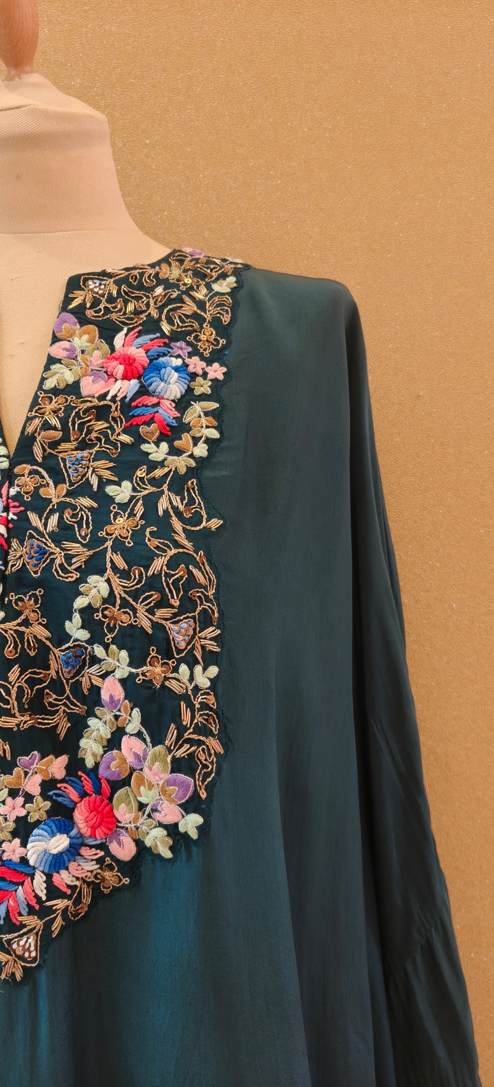 Deep Teal Blue Kaftan Set |Basanti Kapde Aur Koffee