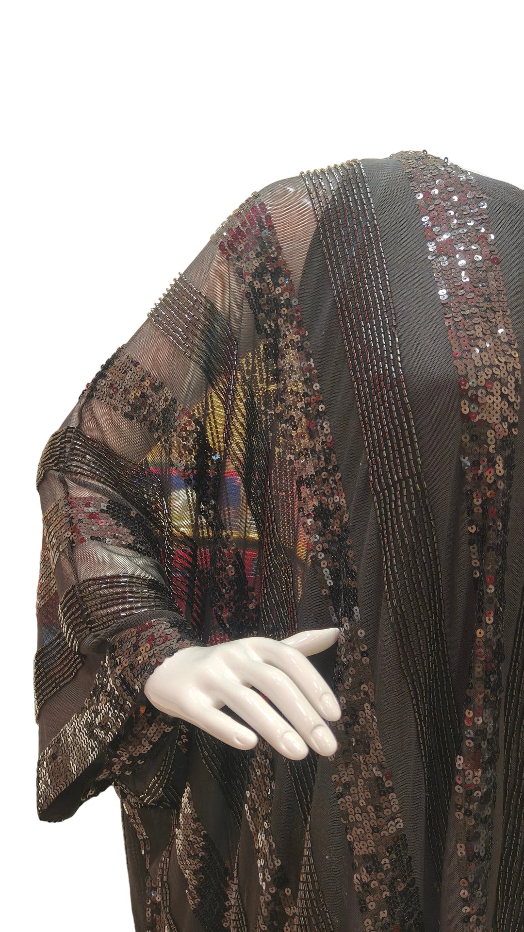 Black Embellished Flowy Top with Sequins Pants| AURAROZE