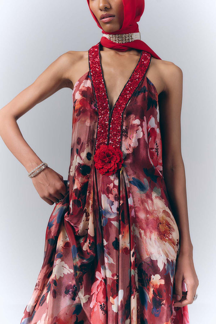 Bloom Printed Long Dress|VARUN BAHL
