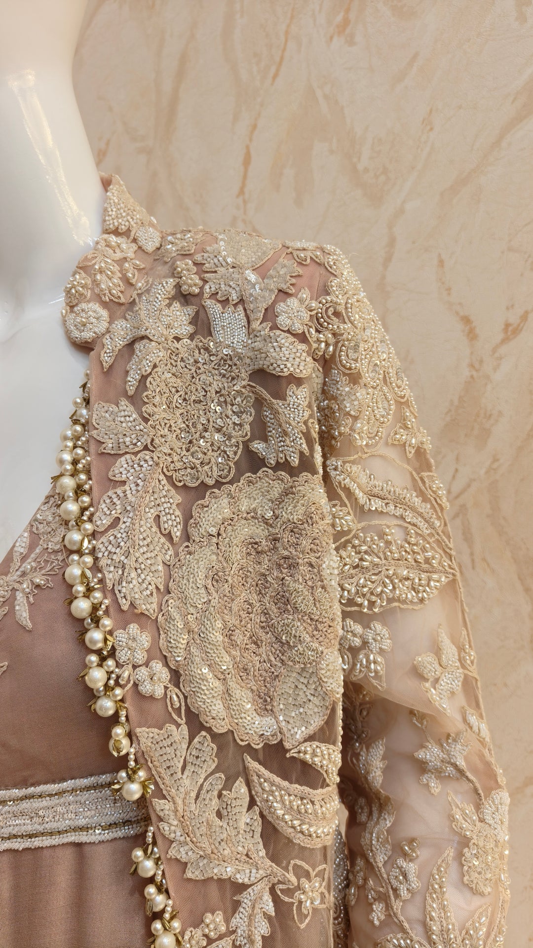 Peach Embroidered Anarkali Set with Jacket |VARUN BAHL