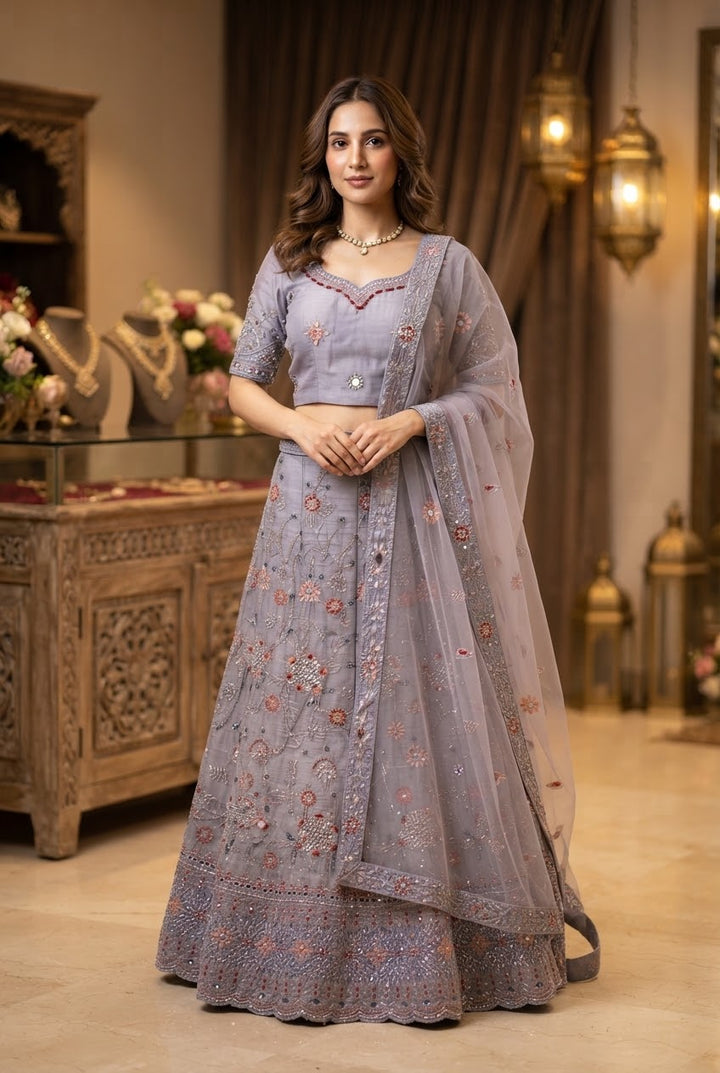 Amani Lavender Lehenga (Unstitched) | Inaayat by Divya Taimni