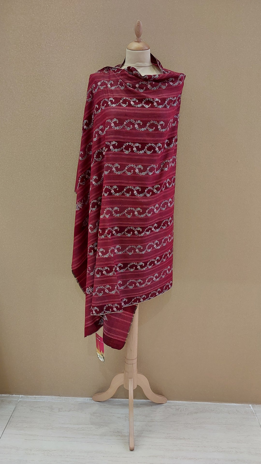 Maroon Embroidered Pashmina Shawl|AAMIR