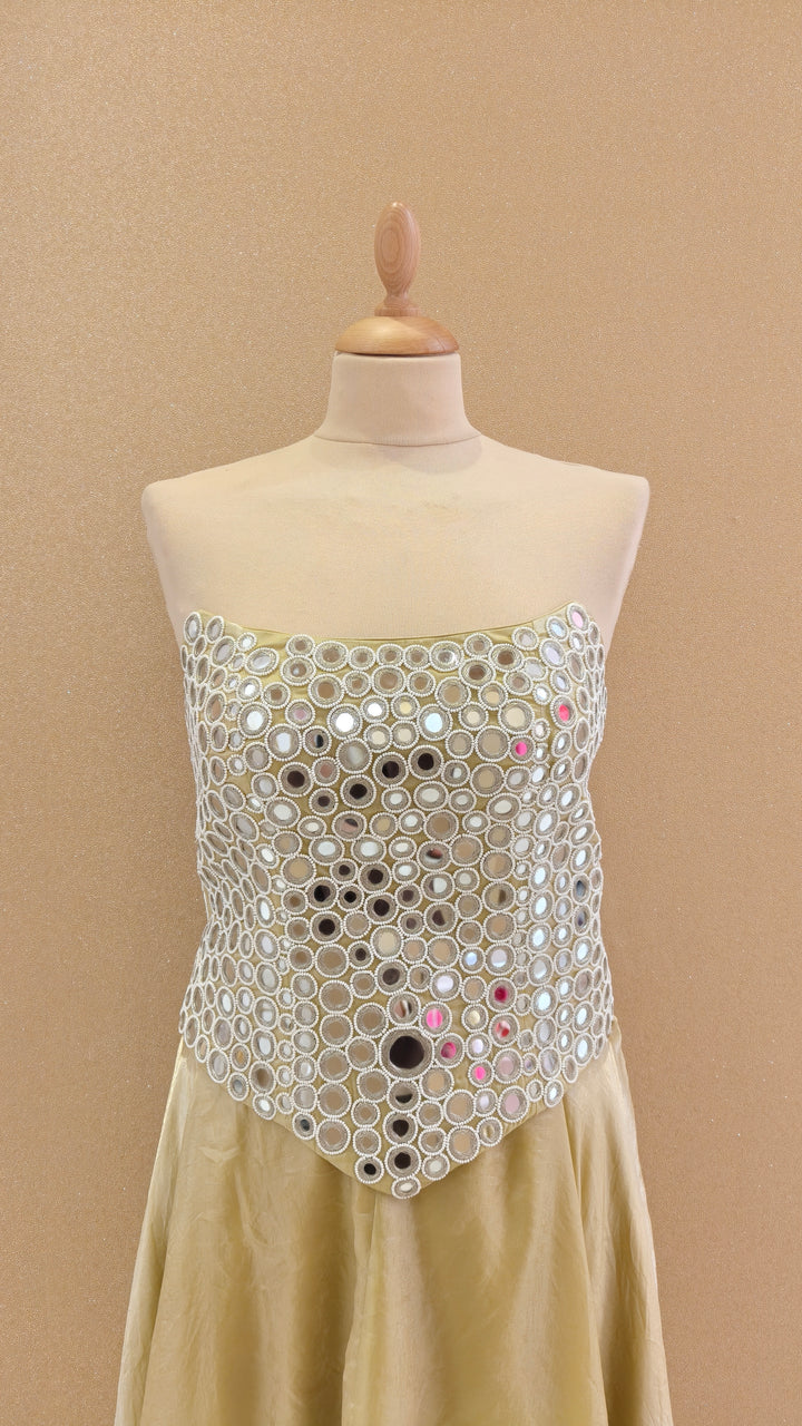 Gold Embellished Corset Top with Pants| AURAROZE