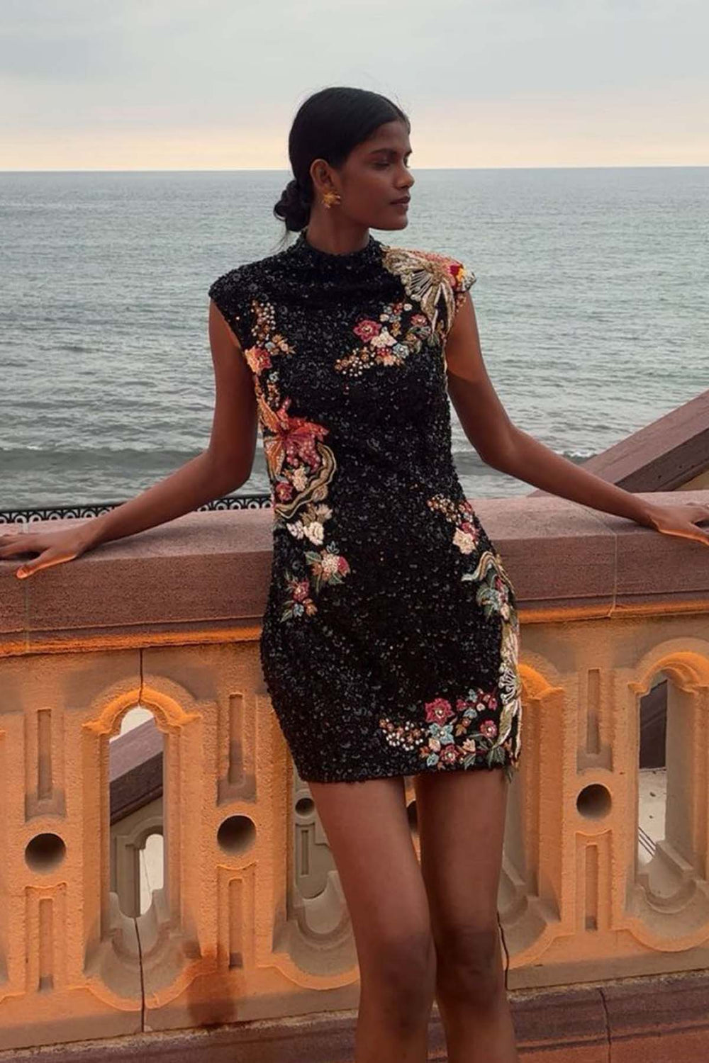 Midnight Bloom Sequin Mini Dress|VARUN BAHL
