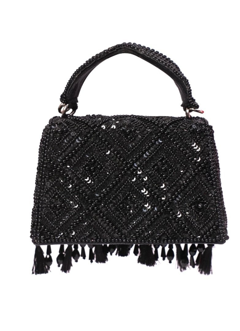 Midnight Beaded and Tassled Evening Bag| Al Falah