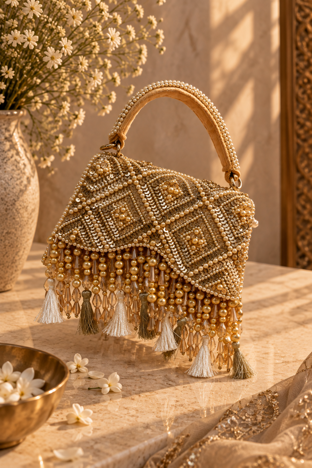 Handcrafted Beaded and Sequined Statement Bag| Al Falah