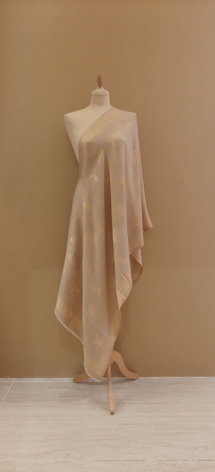 Golden Cashmere Horse Scarf|House of Inaayat