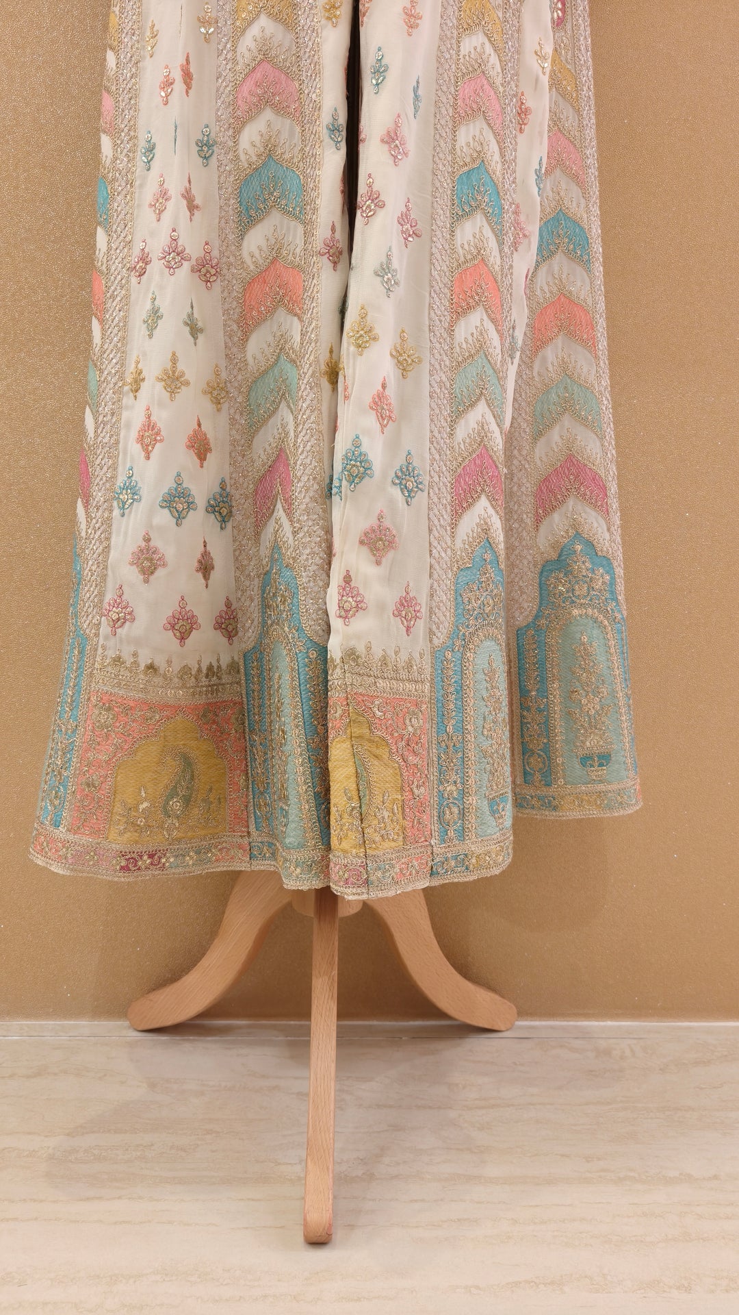 Cream Pastel 4-Button Top & Kali Sharara Set| Private Collection