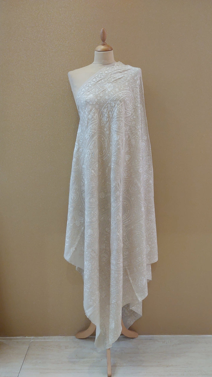 White Sozni Shawl |AAMIR