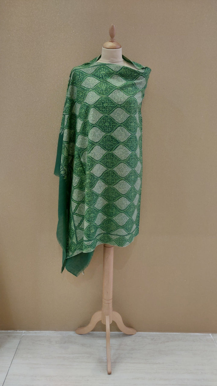Green-on-Green Pashmina Shawl |AAMIR