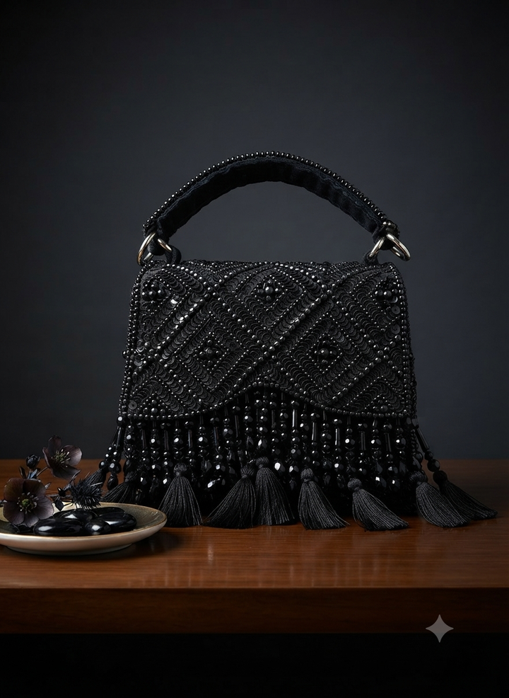 Midnight Beaded and Tassled Evening Bag| Al Falah