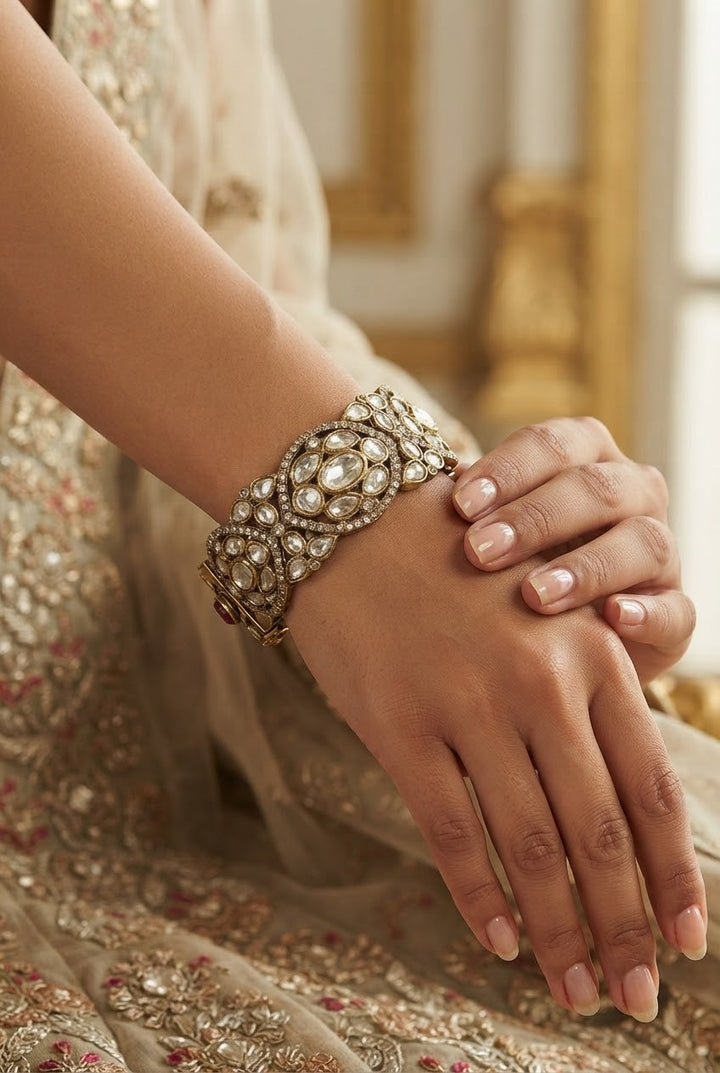 Classic Polki Hinged Bangle|Vivinia by Vidhi Mehra