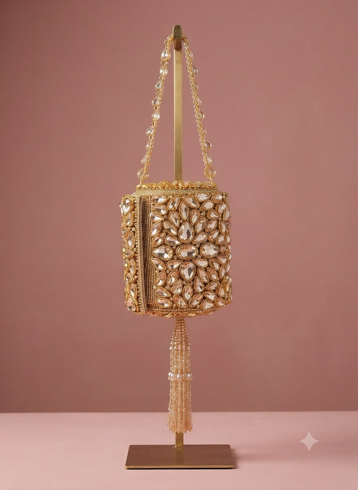 Gilded Crystal Embellished Statement Clutch|Al Falah