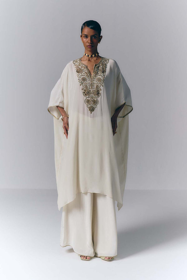Ivory Embroidered Kaftan Set|VARUN BAHL