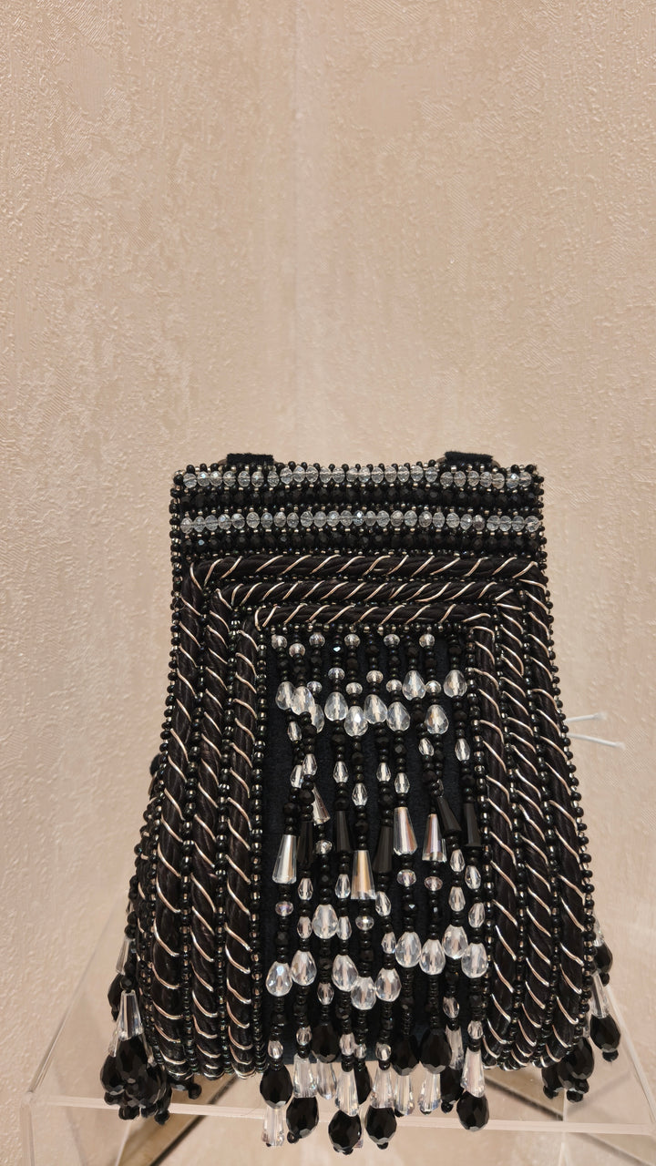 Handmade Black & Silver Embellished Potli Bag|Al Falah