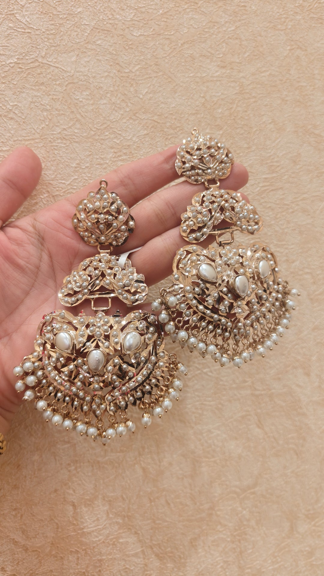 Pearl Embellished Statement Chandbali Earrings|Vivinia by Vidhi Mehra
