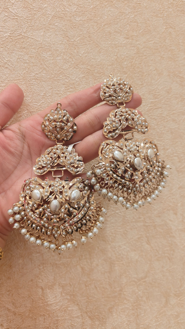 Pearl Embellished Statement Chandbali Earrings|Vivinia by Vidhi Mehra