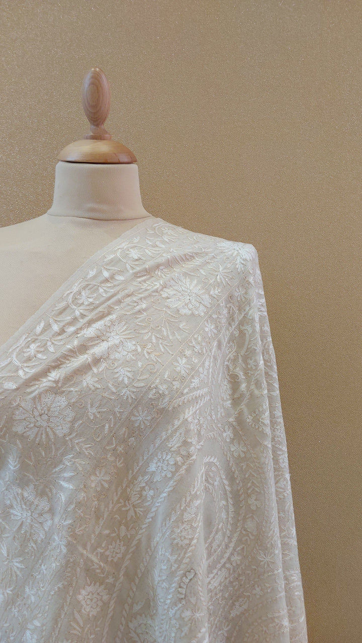 White Sozni Shawl |AAMIR