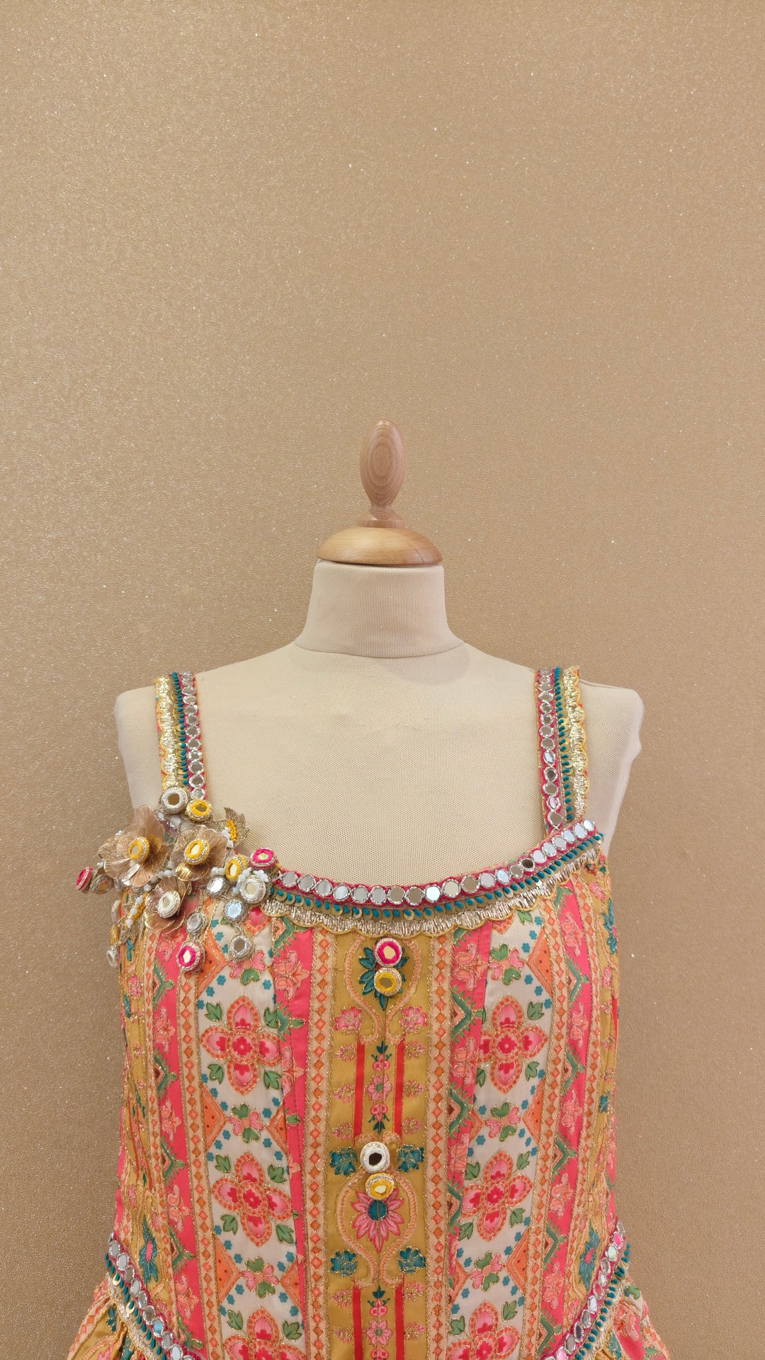 Yellow Printed Frill Top & Straight Pants Set| Private Collection