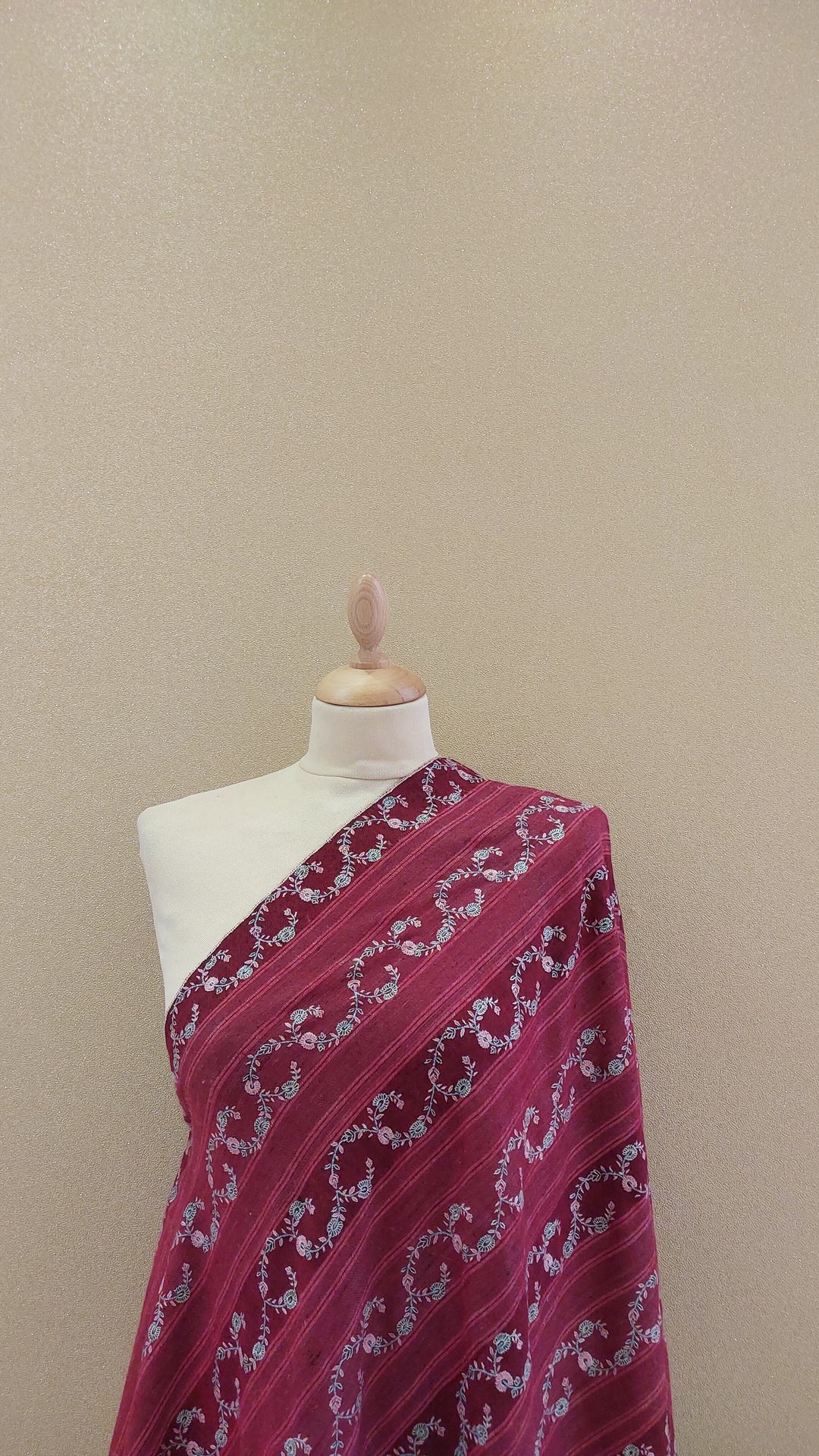 Maroon Embroidered Pashmina Shawl|AAMIR