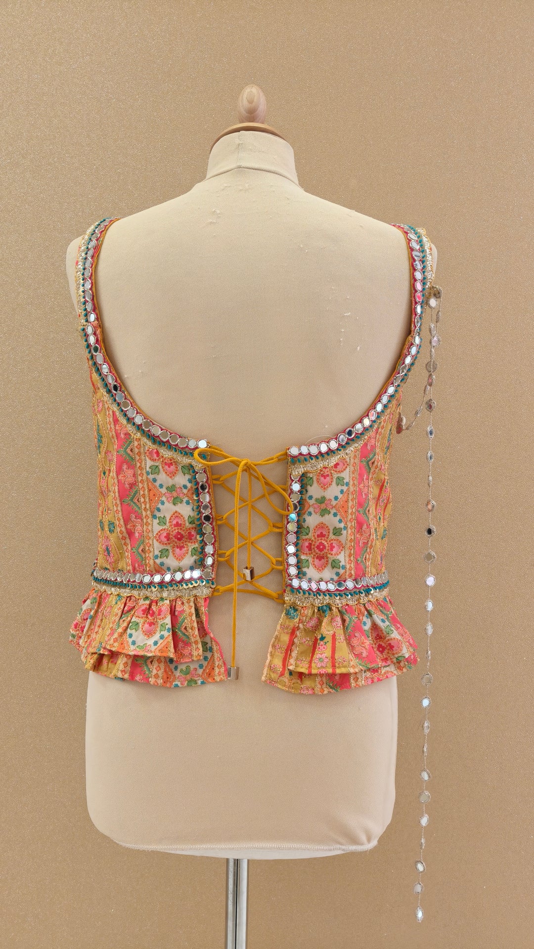 Yellow Printed Frill Top & Straight Pants Set| Private Collection