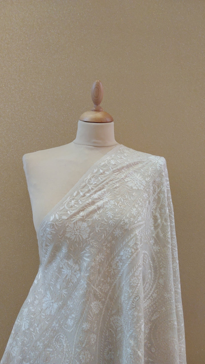 White Sozni Shawl |AAMIR
