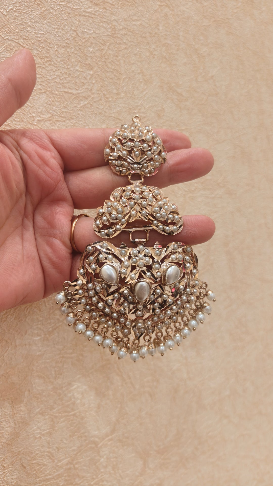 Pearl Embellished Statement Chandbali Earrings|Vivinia by Vidhi Mehra