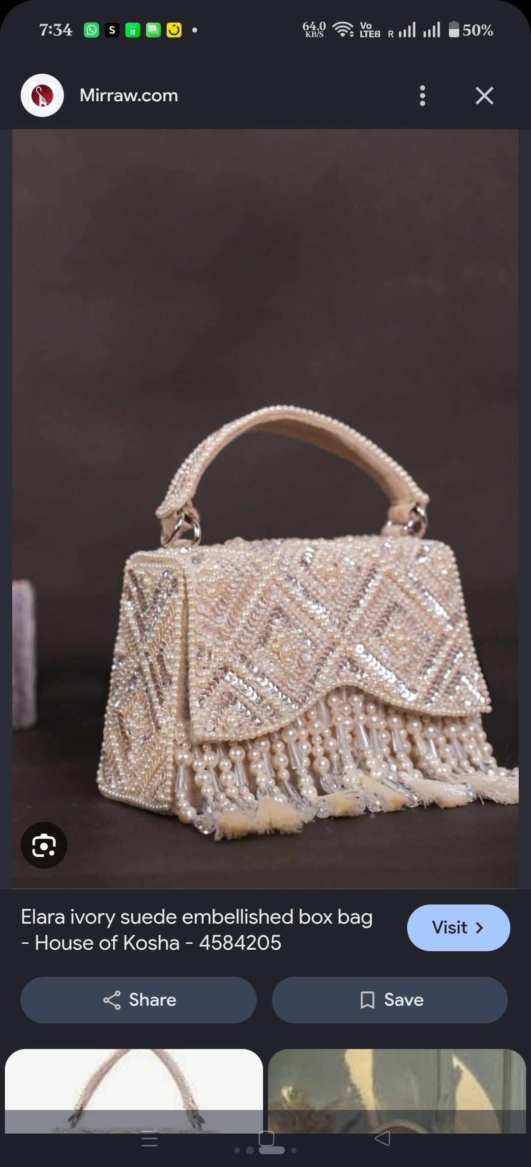 Shimmering Pearl and Crystal Beaded Evening Bag| Al Falah