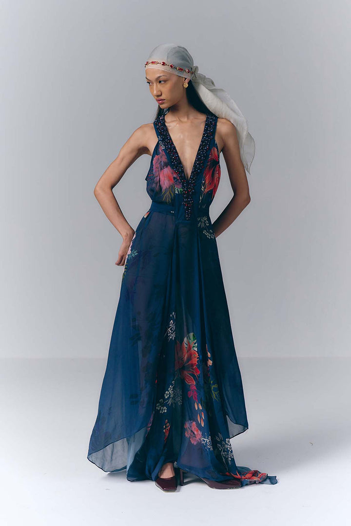 Midnight Floral Dress|VARUN BAHL