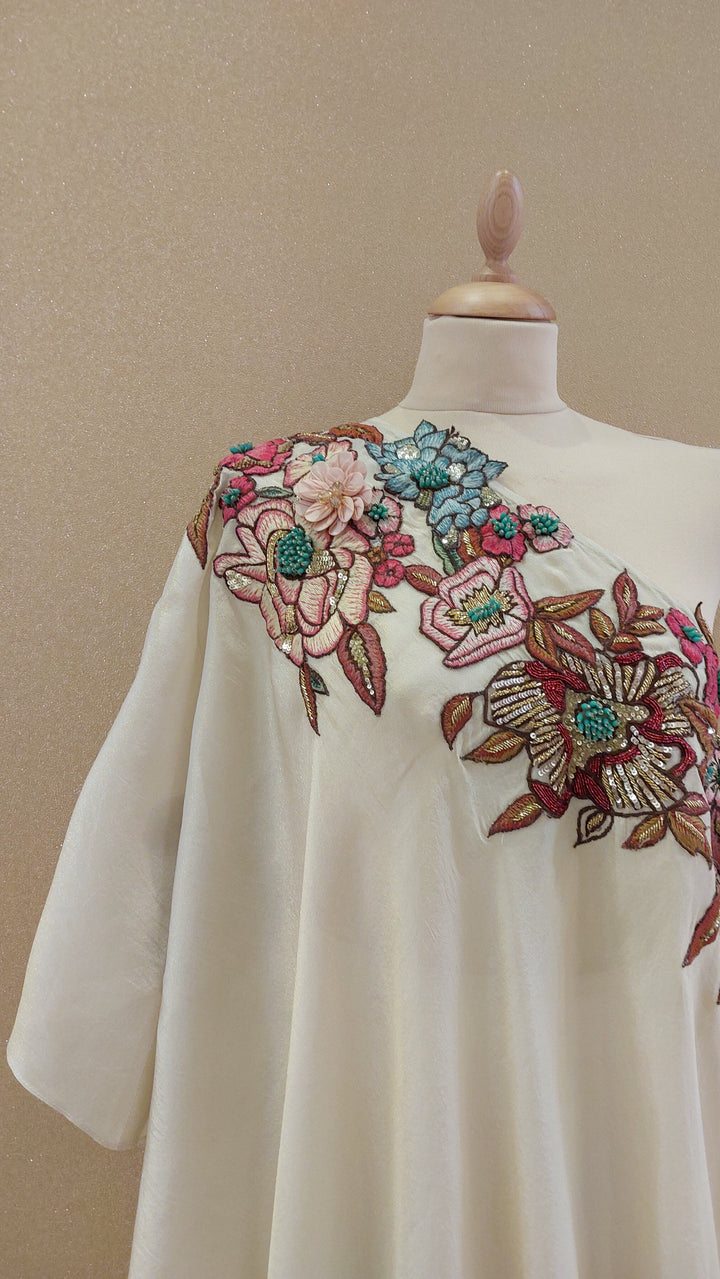 Off-White Asymmetric Kaftan Set |VARUN BAHL