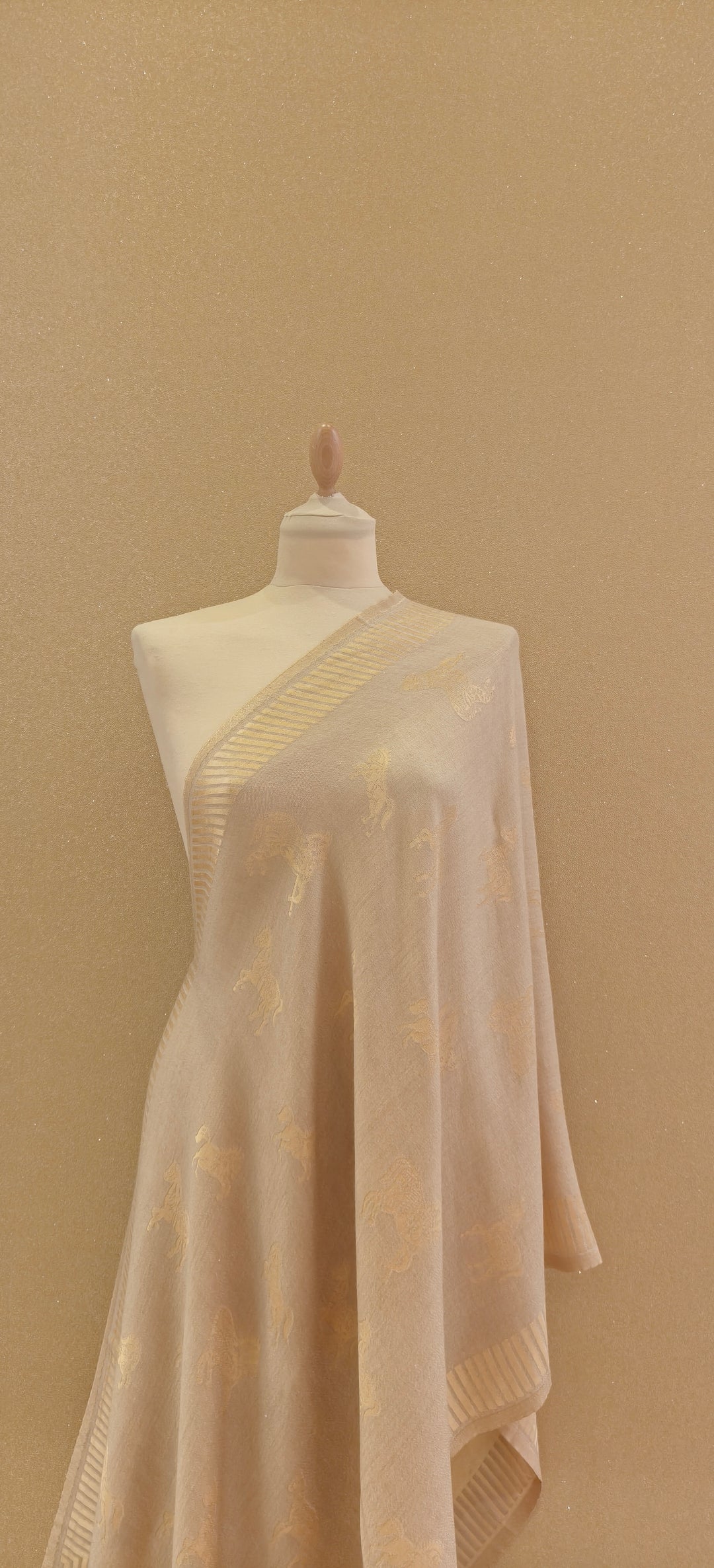 Golden Cashmere Horse Scarf|House of Inaayat