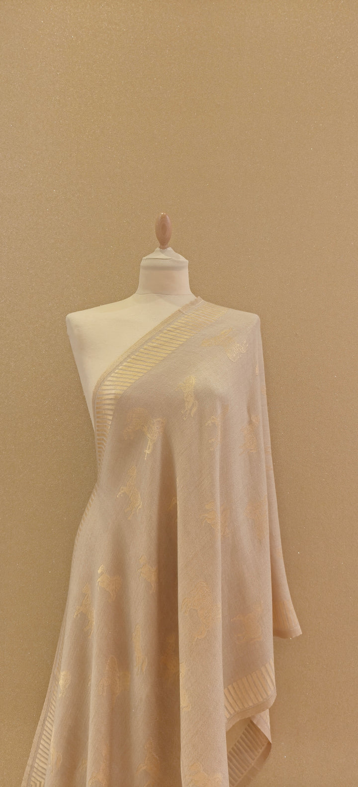 Golden Cashmere Horse Scarf|House of Inaayat