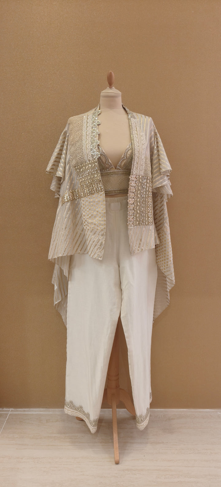 Ivory Embroidered Cape Set |VARUN BAHL