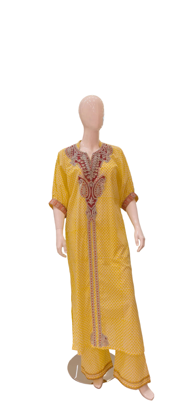 Hand-Embroidered Yellow Suit Set|Kuwarani Ritu