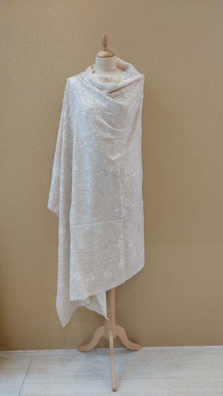 White Sozni Shawl |AAMIR