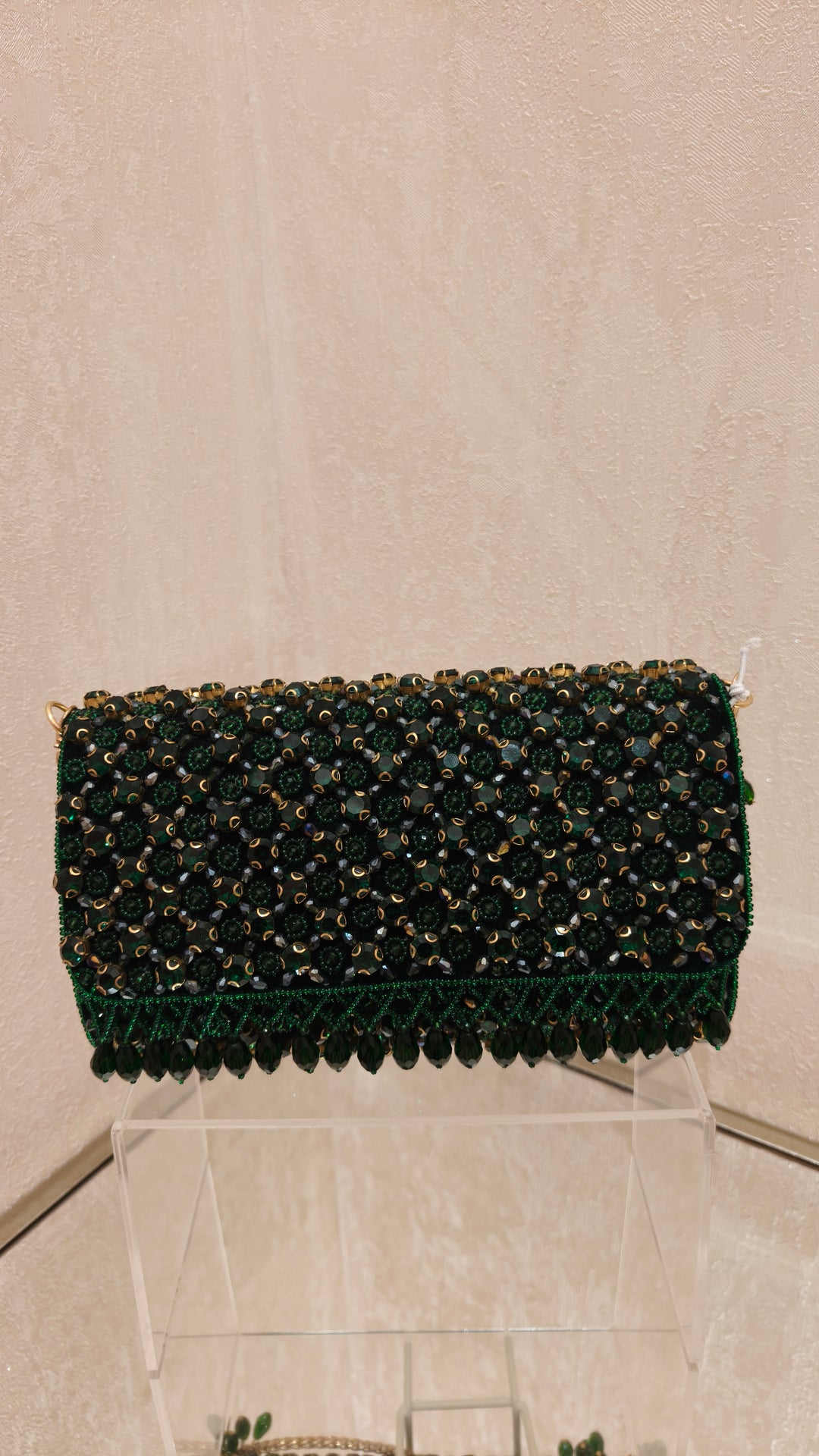 Emerald Green Beaded Clutch |Al Falah