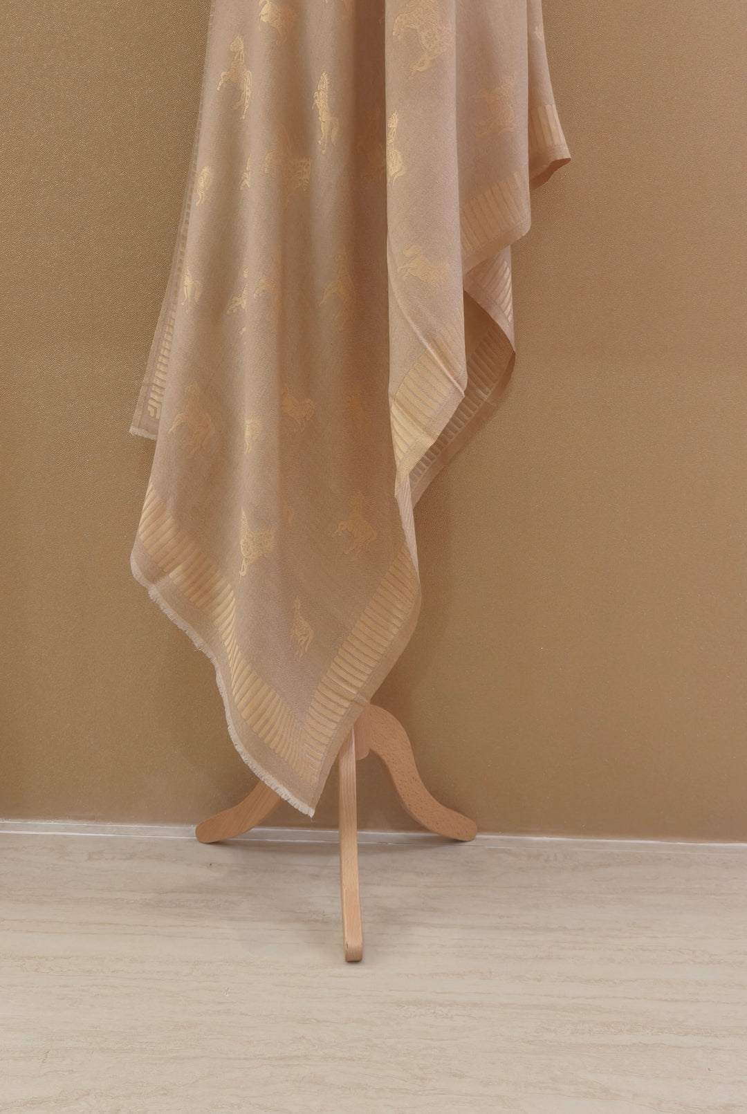Golden Cashmere Horse Scarf|House of Inaayat