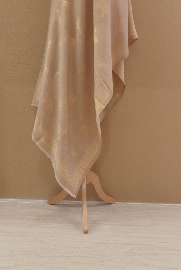 Golden Cashmere Horse Scarf|House of Inaayat
