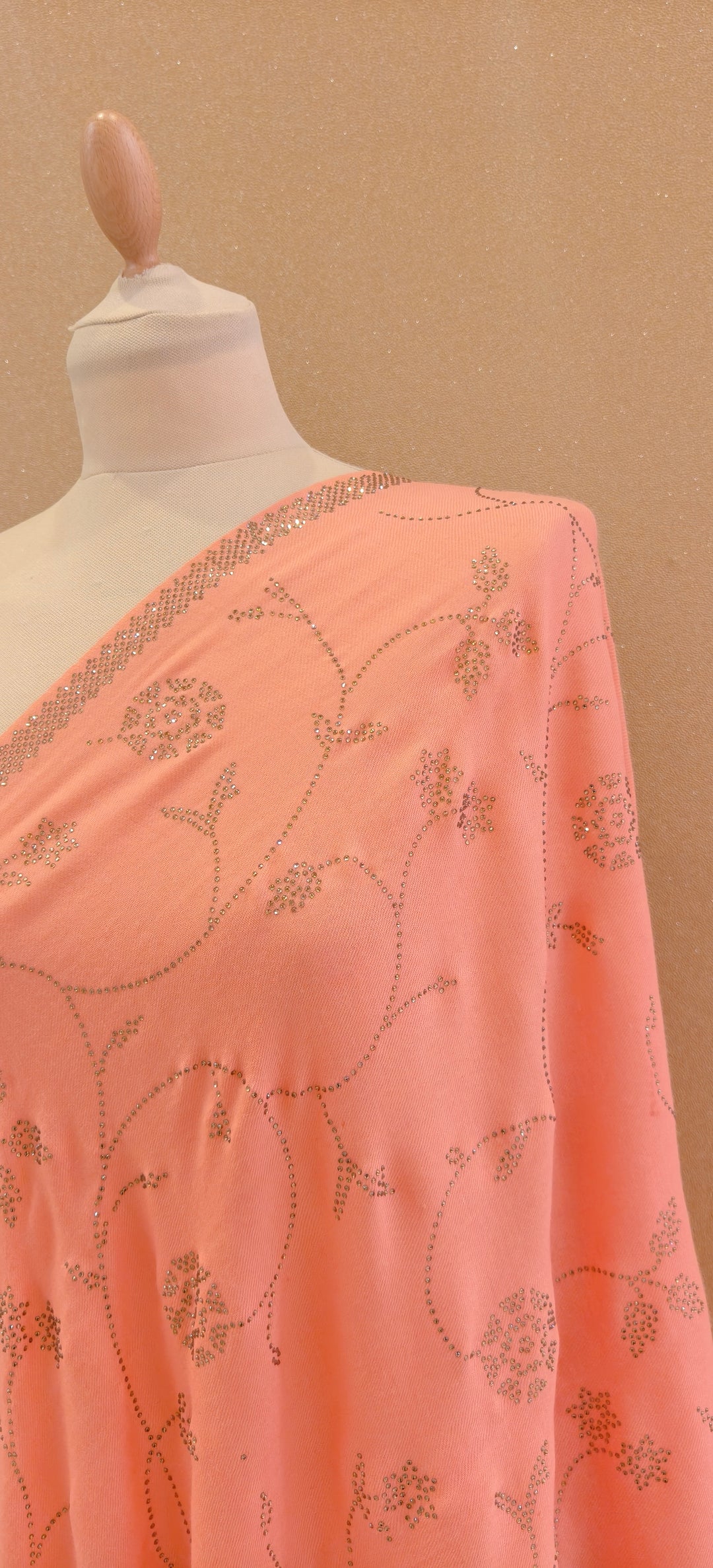 Glimmering Peach Swarovski Crystal Scarf |House of Inaayat