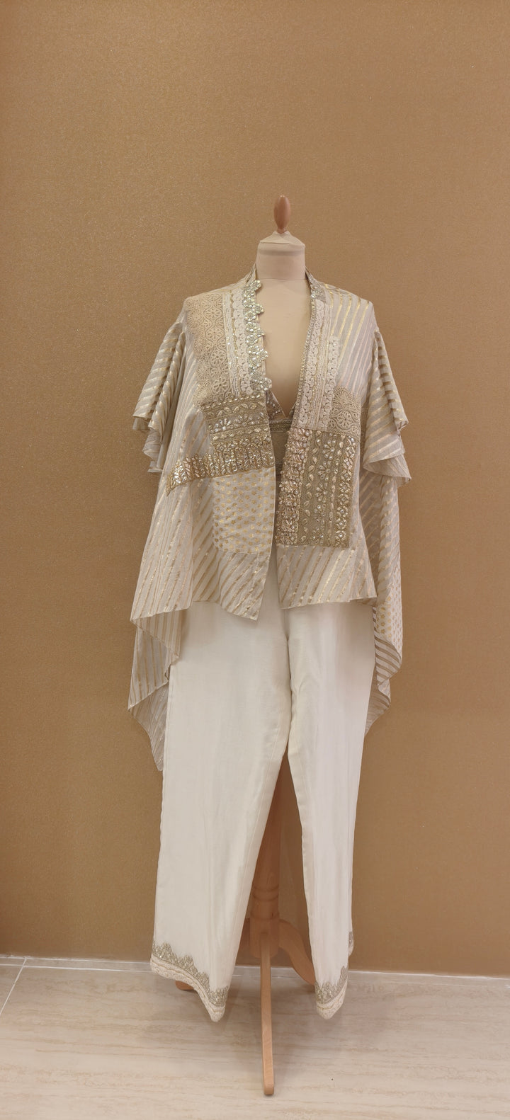 Ivory Embroidered Cape Set |VARUN BAHL