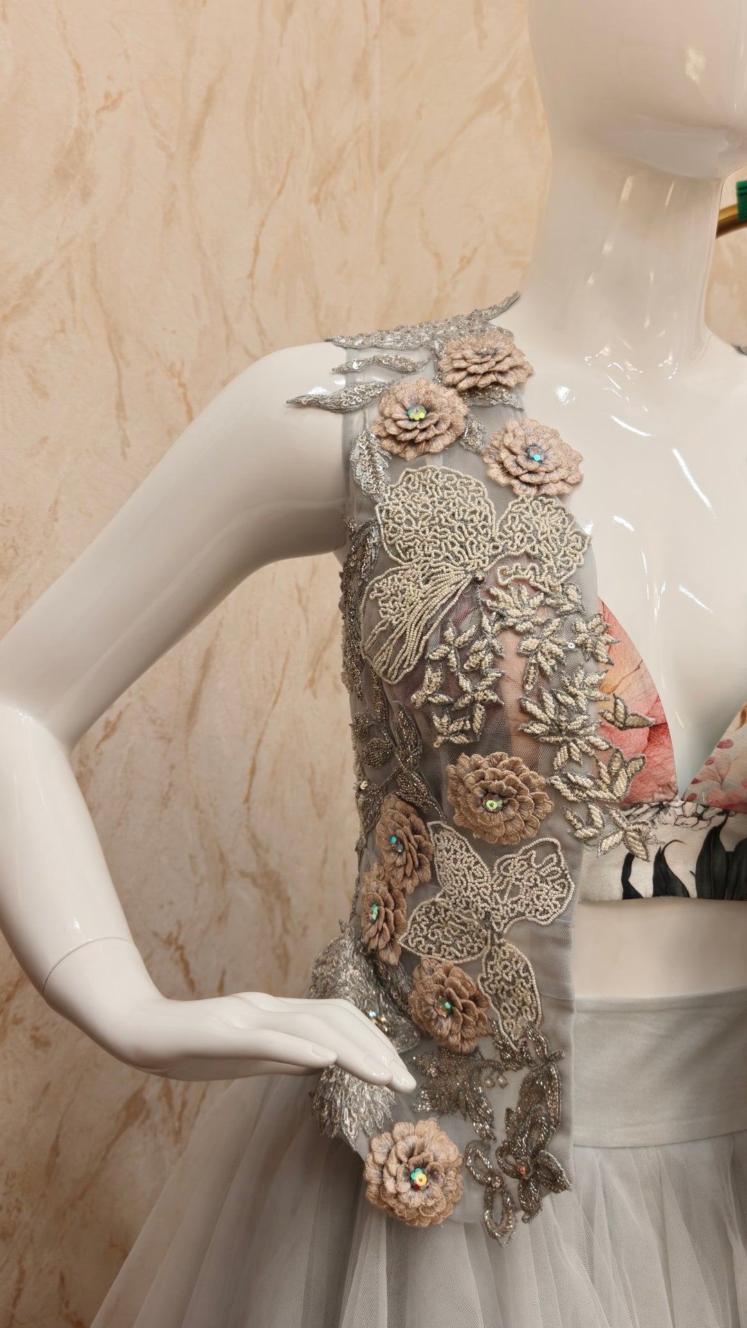 Ethereal Powder Blue Layered Skirt Set with Embellished Jacket |VARUN BAHL
