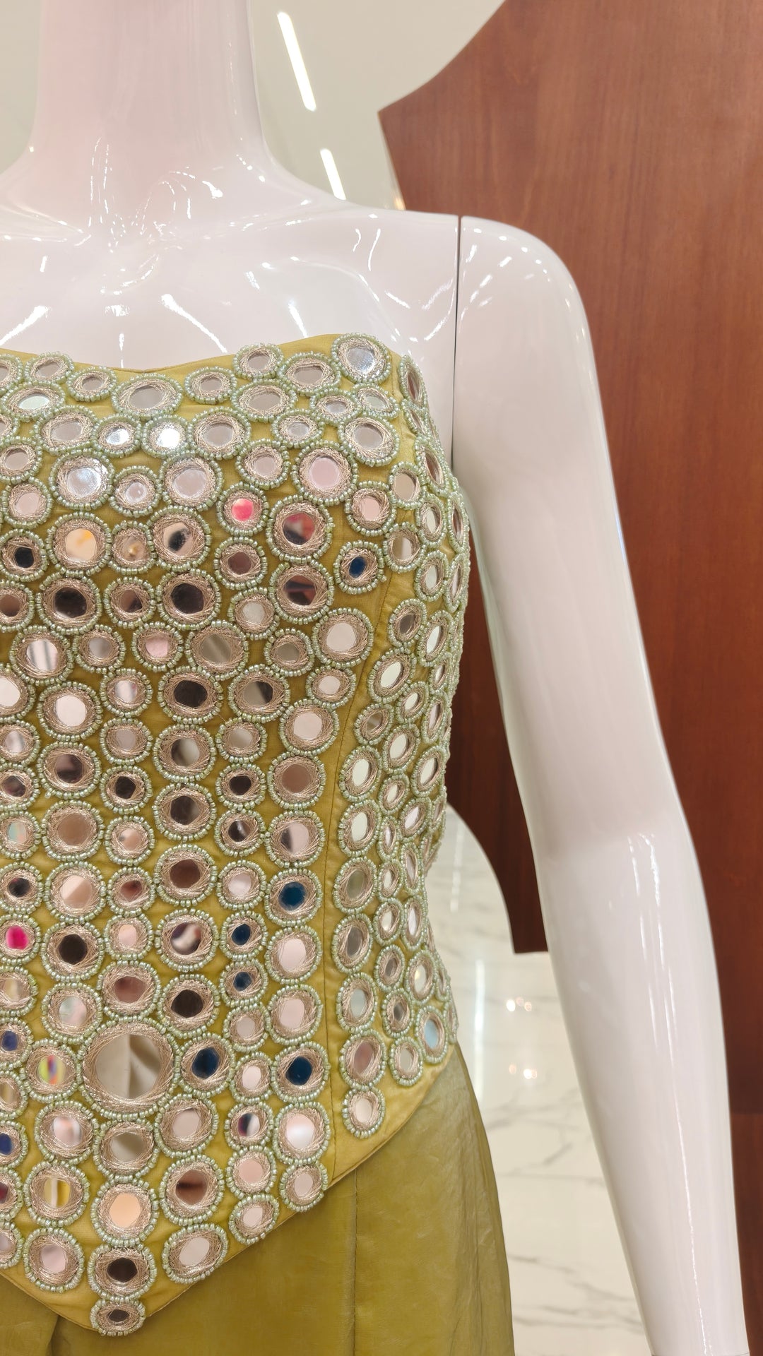 Green Two-Tone Embellished Corset with Pants | AURAROZE