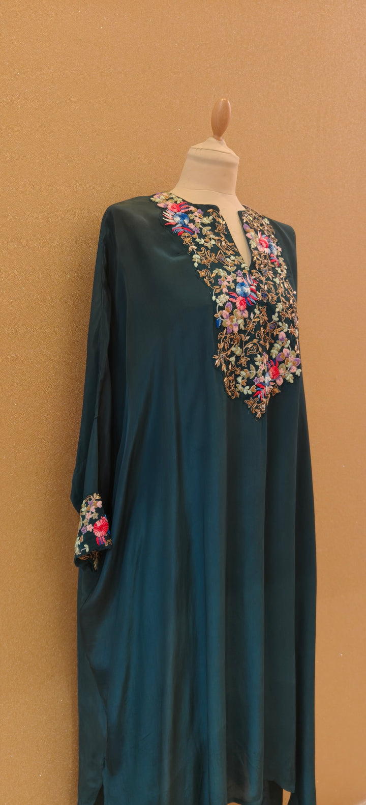 Deep Teal Blue Kaftan Set |Basanti Kapde Aur Koffee