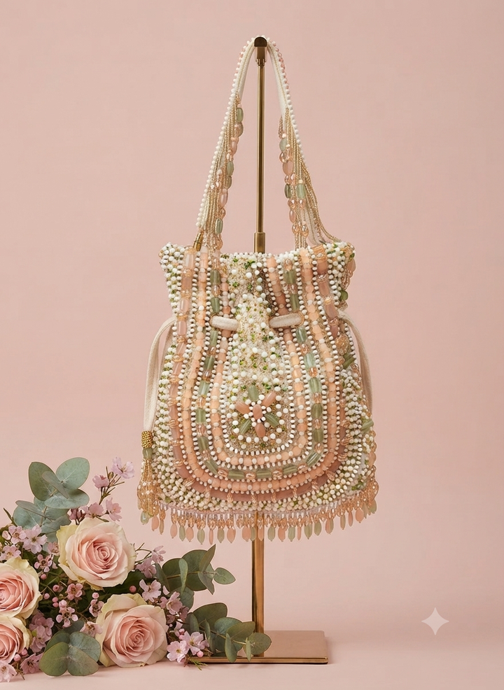 Pastel Multi-Beaded Handcrafted Potli Bag | Al Falah