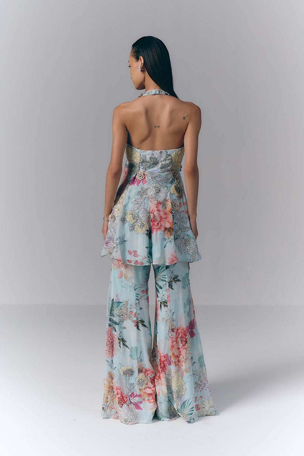 Aqua Mist peplum Set|VARUN BAHL