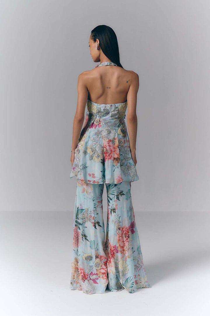 Aqua Mist peplum Set|VARUN BAHL