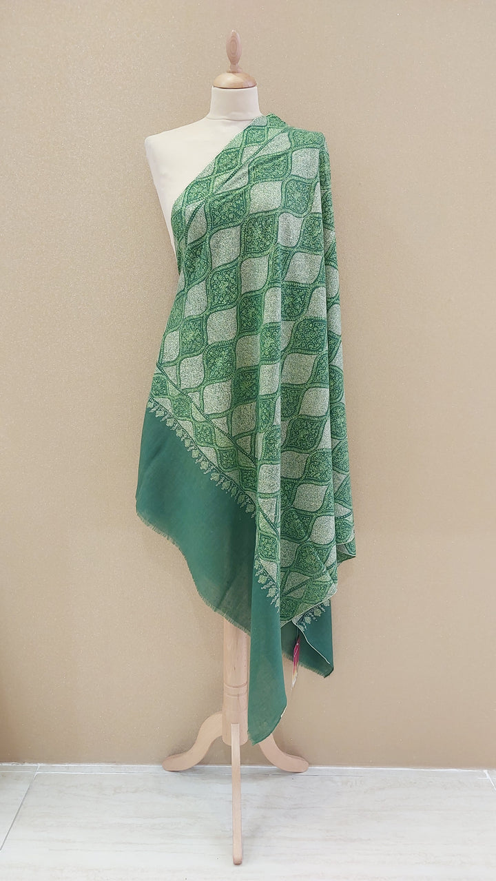 Green-on-Green Pashmina Shawl |AAMIR
