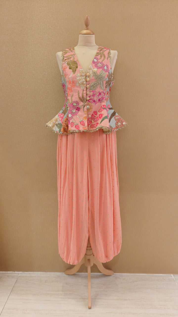 Pastel Floral Peplum Top & Balloon Pants Set| Private Collection