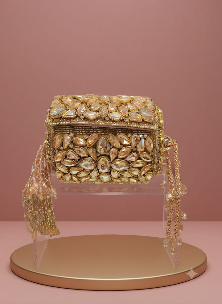 Gilded Crystal Embellished Statement Clutch|Al Falah