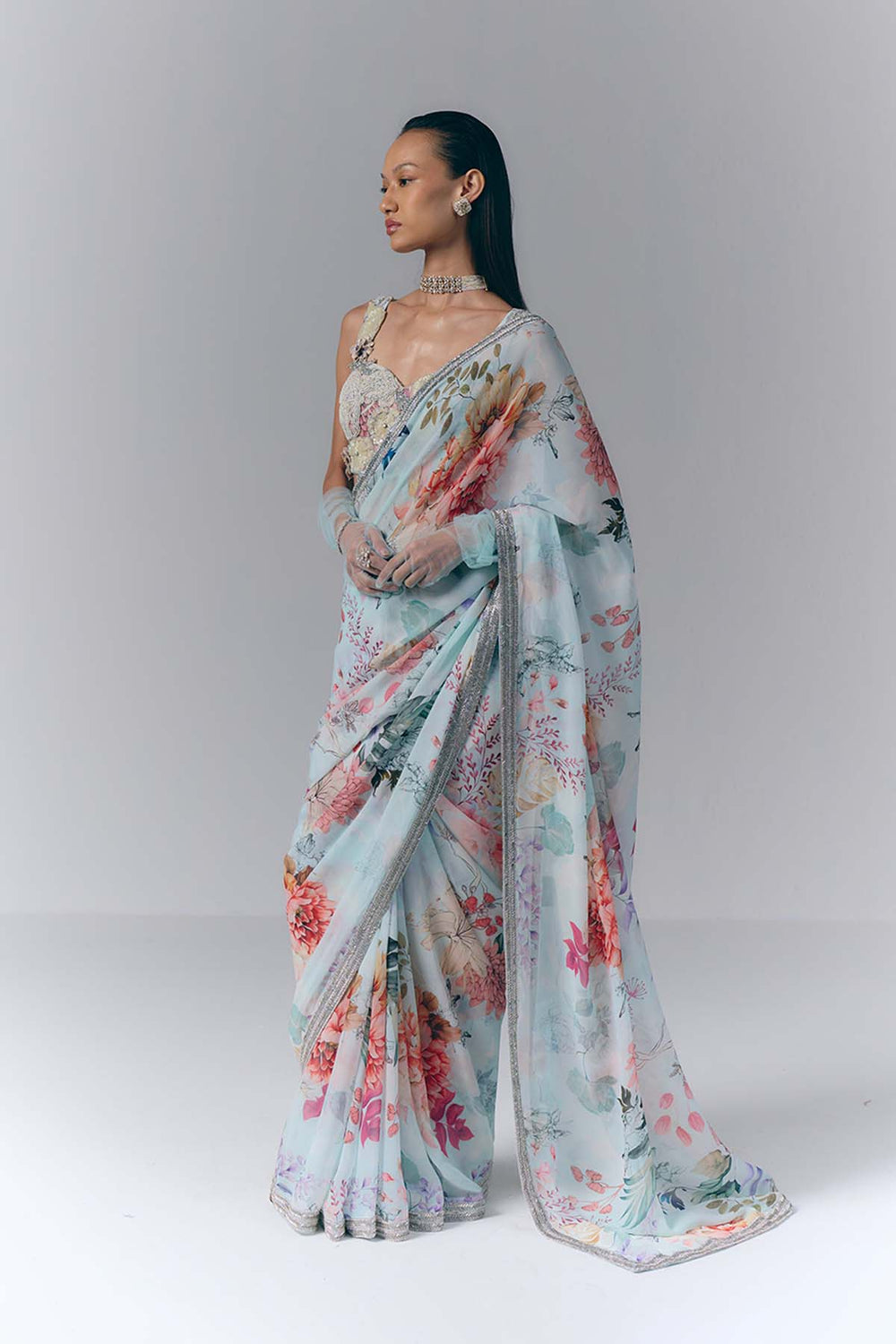 Ethereal Bloom Saree|VARUN BAHL